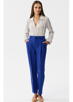 Spodnie z wysokim stanem chabrowe S356, Kolor chabrowy, Rozmiar L, Stylove ze sklepu Primodo w kategorii Spodnie damskie - zdjęcie 163579267