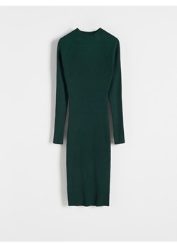 Reserved - Dzianinowa sukienka midi - ciemnozielony ze sklepu Reserved w kategorii Sukienki - zdjęcie 163582647