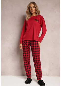 Czerwony Dzianinowy Komplet Piżamowy 2-częściowy z Koszulką i Spodniami Illesa ze sklepu Renee odzież w kategorii Piżamy damskie - zdjęcie 163584415