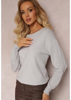 Szary Klasyczny Sweter z Okrągłym Płytkim Dekoltem Seminita ze sklepu Renee odzież w kategorii Swetry damskie - zdjęcie 163584447