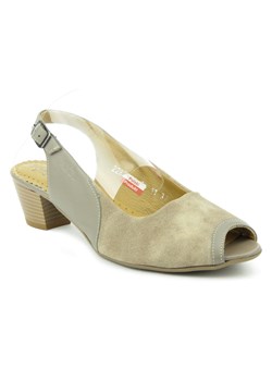 Wygodne sandały damskie na klocku - AXEL 2282, beżowe ze sklepu ulubioneobuwie w kategorii Sandały damskie - zdjęcie 163585219