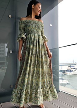 424 Maxi Sukienka Jedwab Deyna Green ze sklepu Ligari w kategorii Sukienki - zdjęcie 163586726
