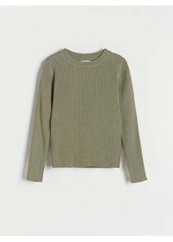 Reserved - Sweter w prążki - oliwkowy ze sklepu Reserved w kategorii Swetry dziewczęce - zdjęcie 163591268