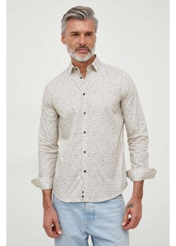 Sisley koszula bawełniana męska kolor beżowy slim ze sklepu ANSWEAR.com w kategorii Koszule męskie - zdjęcie 163593758