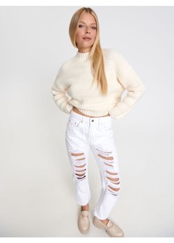 Sinsay - Jeansy straight high waist - biały ze sklepu Sinsay w kategorii Jeansy damskie - zdjęcie 163596829