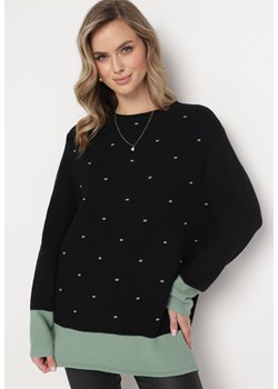 Czarny Luźny Sweter w Kropki Alynnia ze sklepu Born2be Odzież w kategorii Swetry damskie - zdjęcie 163597905