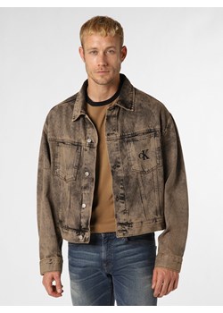 Calvin Klein Jeans Męska kurtka jeansowa Mężczyźni Bawełna brązowy wypukły wzór tkaniny ze sklepu vangraaf w kategorii Kurtki męskie - zdjęcie 163601589