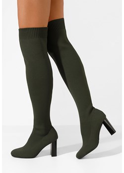 Zielone kozaki za kolano na słupku Megia ze sklepu Zapatos w kategorii Kozaki damskie - zdjęcie 163602628