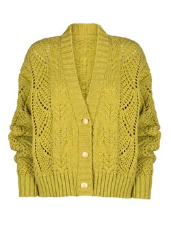 Krótki zapinany sweter w kolorze limonkowym Karmen, Kolor limonka, Rozmiar Oversize, KAMEA ze sklepu Primodo w kategorii Swetry damskie - zdjęcie 163614279