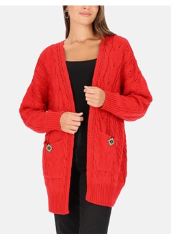 Czerwony kardigan z kieszeniami L'AF Inga ze sklepu Eye For Fashion w kategorii Swetry damskie - zdjęcie 163620518