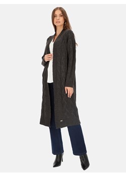 Szary długi kardigan o warkoczowym splocie Potis & Verso Eri ze sklepu Eye For Fashion w kategorii Swetry damskie - zdjęcie 163620526
