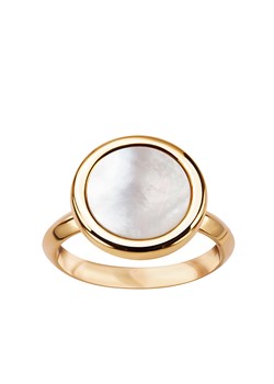Pierścionek srebrny pozłacany z masą perłową - Medaliony ze sklepu YES.pl w kategorii Pierścionki - zdjęcie 163622328