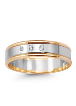 Obrączka z dwukolorowego złota z diamentami ze sklepu YES.pl w kategorii Obrączki - zdjęcie 163625026