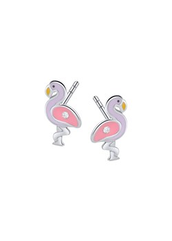 Kolczyki srebrne pokryte emalią z cyrkoniami - flamingi - Mini ze sklepu YES.pl w kategorii Kolczyki - zdjęcie 163625376