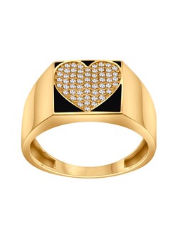 Pierścionek złoty pokryty emalią z cyrkoniami - serce ze sklepu YES.pl w kategorii Pierścionki - zdjęcie 163627196