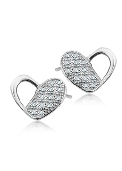 Kolczyki srebrne z cyrkoniami - serce - Unique ze sklepu YES.pl w kategorii Kolczyki - zdjęcie 163627866