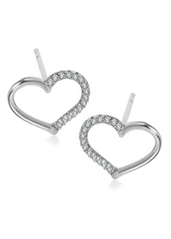 Kolczyki srebrne z cyrkoniami - serce - Unique ze sklepu YES.pl w kategorii Kolczyki - zdjęcie 163627867