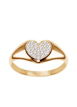 Pierścionek złoty z cyrkoniami - sygnet - serce ze sklepu YES.pl w kategorii Pierścionki - zdjęcie 163629278