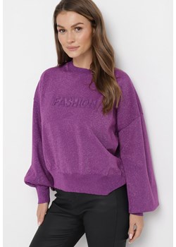 Fioletowy Sweter o Klasycznym Fasonie z Metaliczną Nicią Auliana ze sklepu Born2be Odzież w kategorii Swetry damskie - zdjęcie 163632469