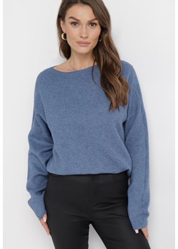 Niebieski Luźny Sweter z Miękkiej Dzianiny Felilai ze sklepu Born2be Odzież w kategorii Swetry damskie - zdjęcie 163632689