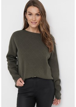 Ciemnozielony Luźny Sweter z Miękkiej Dzianiny Felilai ze sklepu Born2be Odzież w kategorii Swetry damskie - zdjęcie 163632759
