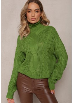 Zielony Golf w Warkoczykowy Splot Dicuti ze sklepu Renee odzież w kategorii Swetry damskie - zdjęcie 163633006