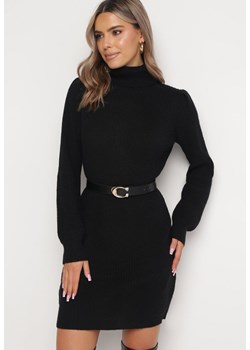 Czarna Wełniana Sukienka Sweterkowa z Golfem Edellitta ze sklepu Born2be Odzież w kategorii Sukienki - zdjęcie 163638245