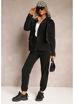 Czarny Komplet Dresowy 2-częściowy z Bluzą i Spodniami Bennila ze sklepu Renee odzież w kategorii Dresy damskie - zdjęcie 163638845