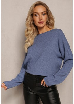 Niebieski Sweter o Luźnym Kroju Enian ze sklepu Renee odzież w kategorii Swetry damskie - zdjęcie 163639057