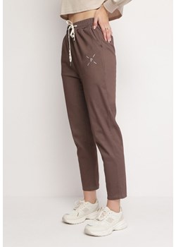 Brązowe Spodnie Dresowe z Gumką w Pasie Reinhines ze sklepu Born2be Odzież w kategorii Spodnie damskie - zdjęcie 163646318