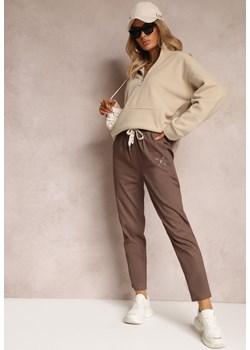 Brązowe Bawełniane Spodnie Dresowe Arnhilla ze sklepu Renee odzież w kategorii Spodnie damskie - zdjęcie 163646745