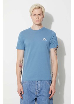 Alpha Industries t-shirt bawełniany Basic T Small Logo męski kolor niebieski gładki 188505.538 ze sklepu PRM w kategorii T-shirty męskie - zdjęcie 163647189