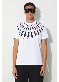 Neil Barett t-shirt bawełniany FAIRISLE THUNDERBOLT męski kolor biały z nadrukiem PBJT007S.V501S.526 ze sklepu PRM w kategorii T-shirty męskie - zdjęcie 163647197