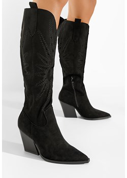 Czarne kozaki kowbojki damskie Ledora ze sklepu Zapatos w kategorii Botki - zdjęcie 163647218