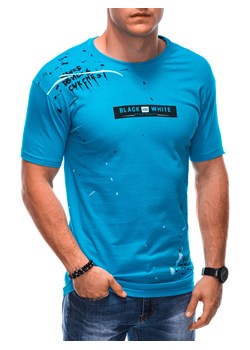 T-shirt męski z nadrukiem S1888 - jasnoniebeiski ze sklepu Edoti w kategorii T-shirty męskie - zdjęcie 163647505