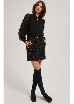 Tweedowa spódnica z ozdobnymi guzikami w kolorze czarnym 4220, Kolor czarny, Rozmiar XS, Moodo ze sklepu Primodo w kategorii Spódnice - zdjęcie 163658866