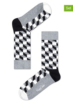 Happy Socks Skarpety (2 pary) w kolorze srebrno-szaro-czarno-białym ze sklepu Limango Polska w kategorii Skarpetki męskie - zdjęcie 163666806