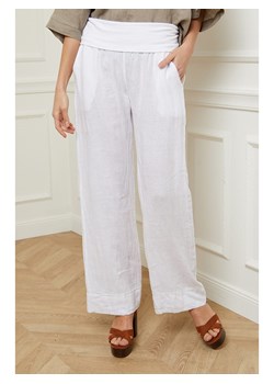 Fleur de Lin Lniane spodnie &quot;Astrid&quot; w kolorze białym ze sklepu Limango Polska w kategorii Spodnie damskie - zdjęcie 163669286