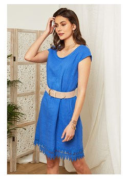 Lin Passion Lniana sukienka w kolorze niebieskim ze sklepu Limango Polska w kategorii Sukienki - zdjęcie 163670049