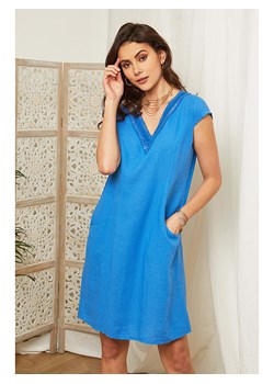 Lin Passion Lniana sukienka w kolorze niebieskim ze sklepu Limango Polska w kategorii Sukienki - zdjęcie 163670059