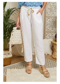 Lin Passion Lniane spodnie w kolorze białym ze sklepu Limango Polska w kategorii Spodnie damskie - zdjęcie 163670096