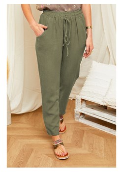 Rodier Lin Lniane spodnie w kolorze oliwkowym ze sklepu Limango Polska w kategorii Spodnie damskie - zdjęcie 163670777