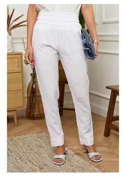Rodier Lin Lniane spodnie &quot;Provence&quot; w kolorze białym ze sklepu Limango Polska w kategorii Spodnie damskie - zdjęcie 163670837