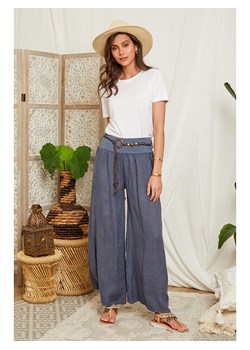 Lin Passion Lniane spodnie w kolorze niebieskim ze sklepu Limango Polska w kategorii Spodnie damskie - zdjęcie 163683047