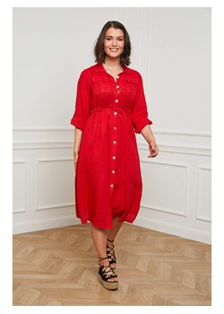 Curvy Lady Lniana sukienka w kolorze czerwonym ze sklepu Limango Polska w kategorii Sukienki - zdjęcie 163683795