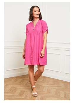 Curvy Lady Lniana sukienka w kolorze różowym ze sklepu Limango Polska w kategorii Sukienki - zdjęcie 163683799