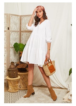 Lin Passion Lniana sukienka w kolorze białym ze sklepu Limango Polska w kategorii Sukienki - zdjęcie 163686459