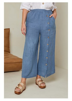 Curvy Lady Lniane spodnie w kolorze niebieskim ze sklepu Limango Polska w kategorii Spodnie damskie - zdjęcie 163750229