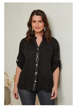 Curvy Lady Lniana bluzka w kolorze czarnym ze sklepu Limango Polska w kategorii Koszule damskie - zdjęcie 163750336