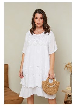 Curvy Lady Lniana sukienka w kolorze białym ze sklepu Limango Polska w kategorii Sukienki - zdjęcie 163750418